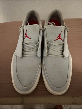 Jordan Men’s Low-Top Sneakers in Light Gray with Red Jumpman